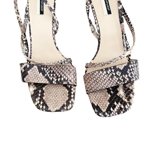 Topshop Nettle Snakeskin Leather Sandal 8 Beige Black NEW - Picture 6 of 12